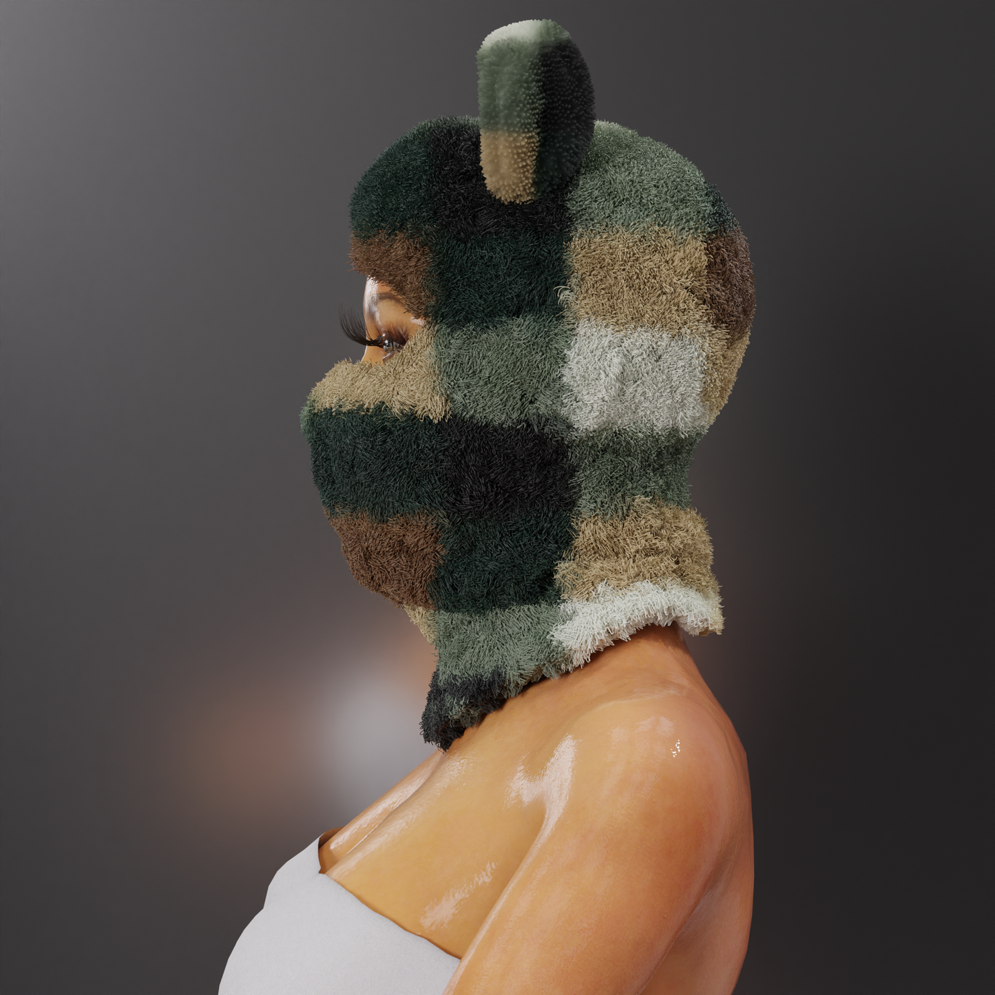 Fall plaid plush mask / hat