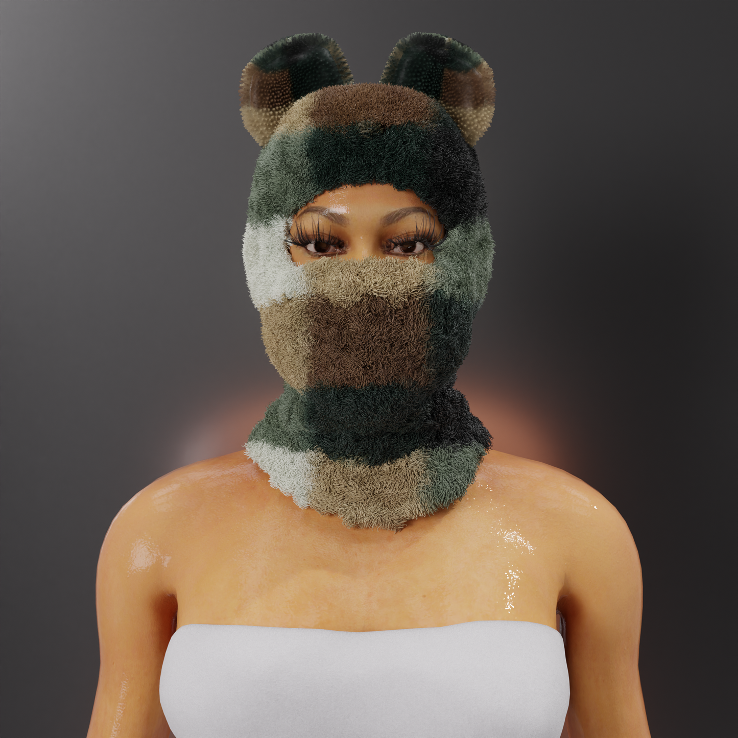 Fall plaid plush mask / hat