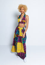 Patchwork plaid multi colored skirt