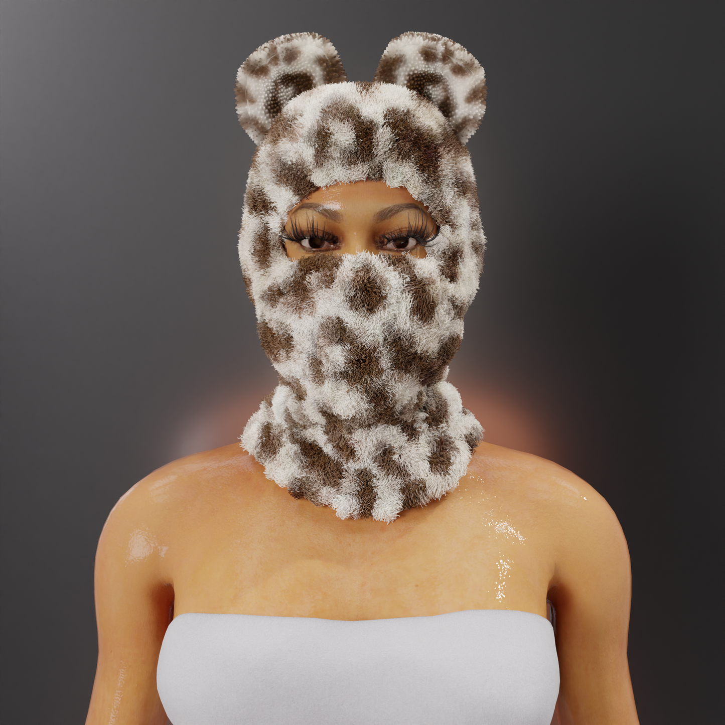 Cheetah print plush mask /hat