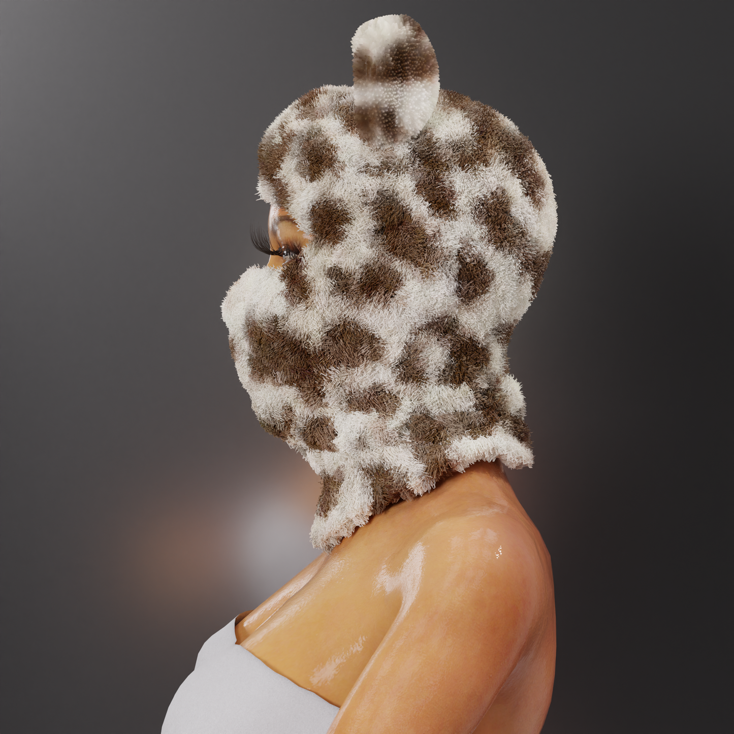 Cheetah print plush mask /hat