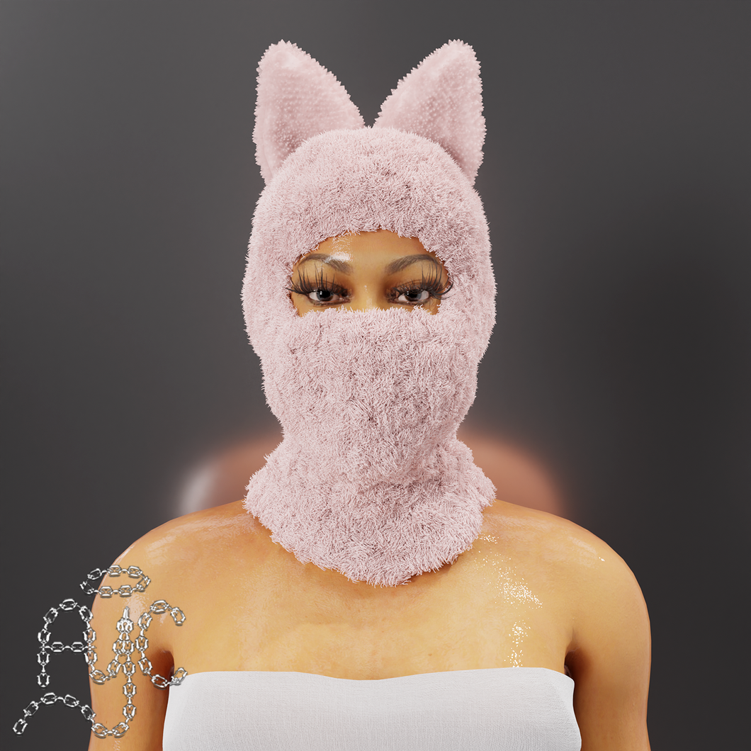 Pink cat ears plush mask