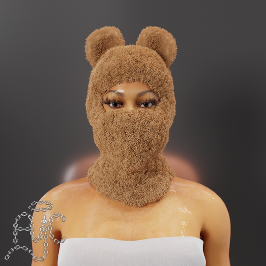 Brown teddy bear plush mask