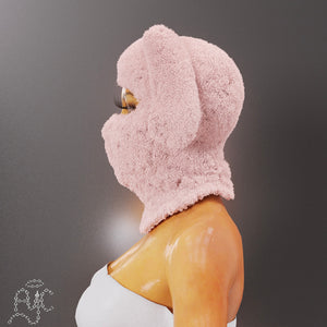 Light pink doggy plush mask