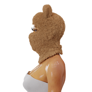 Brown teddy bear plush mask