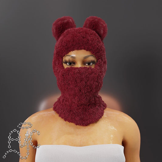 Burgundy plush mask